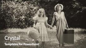  Presentation with walking together - Audience pleasing presentation consisting of two beautiful children walking together retro style backdrop and a gray colored foreground