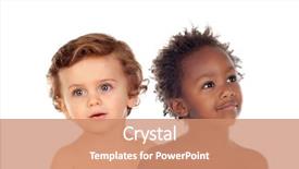  Presentation with children - Theme with two beautiful different children isolated background and a  colored foreground