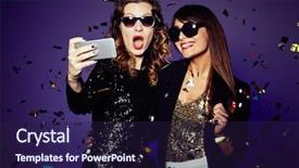  Presentation with women making - Audience pleasing PPT theme consisting of two beautiful elegant women making backdrop and a wine colored foreground