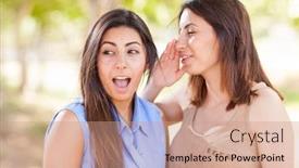  Presentation with ethnic - Presentation design consisting of two beautiful ethnic twin sisters whispering secrets outdoors background and a coral colored foreground