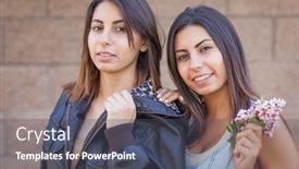  Presentation with ethnic - Audience pleasing slide deck consisting of two beautiful ethnic twin sisters portrait outdoors backdrop and a dark gray colored foreground