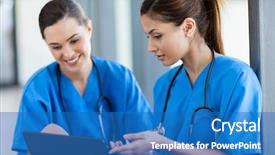  Presentation with healthcare - Presentation theme featuring two beautiful female healthcare workers background and a teal colored foreground