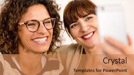  Presentation with director in the making - Slide deck having two beautiful firends at home background and a coral colored foreground