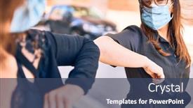  Presentation with coronavirus prevention medical - Presentation theme featuring two-beautiful-friends-doing-new background and a ocean colored foreground