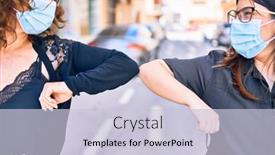  Presentation with coronavirus prevention medical - Beautiful PPT theme featuring two-beautiful-friends-doing-new backdrop and a lemonade colored foreground