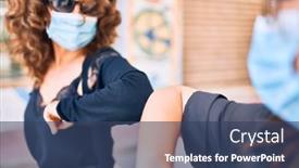  Presentation with coronavirus prevention medical - Slide deck with two-beautiful-friends-doing-new background and a ocean colored foreground