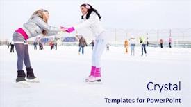  Presentation with winter ice - Audience pleasing presentation consisting of two beautiful girls ice skating backdrop and a sky blue colored foreground