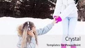  Presentation with skating - Colorful slide deck enhanced with two beautiful girls ice skating outdoor on a warm winter day backdrop and a light gray colored foreground