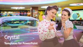  Presentation with old car - PPT theme enhanced with the bar with pink background and a coral colored foreground