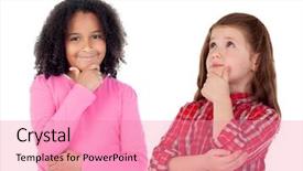  Presentation with swimming beautiful girl swims underwater - Presentation with two beautiful girls thinking isolated background and a  colored foreground