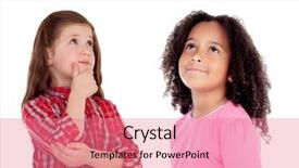  Presentation with wrong thinking - Presentation theme featuring two beautiful girls thinking isolated background and a coral colored foreground