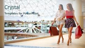  Presentation with octagon two mma fighters standing - Presentation theme having gift goes - two beautiful girls with purchases background and a sky blue colored foreground