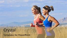  Presentation with aged - Audience pleasing theme consisting of two beautiful middle-aged female backdrop and a coral colored foreground