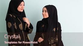  Presentation with woman muslim - Slides with two-beautiful-muslim-woman background and a wine colored foreground