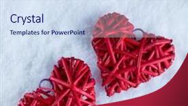  Presentation with snow day - Beautiful PPT theme featuring two beautiful romantic vintage red hearts together on a white snow background love and st valentines day concept backdrop and a sky blue colored foreground