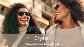  Presentation with walking together - Slides enhanced with two-beautiful-smiling-young-stylish background and a coral colored foreground