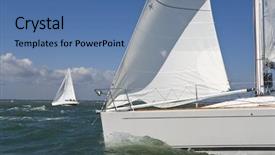  Presentation with sailing - Audience pleasing presentation theme consisting of two beautiful white yachts sailing on a bright sunny day backdrop and a teal colored foreground