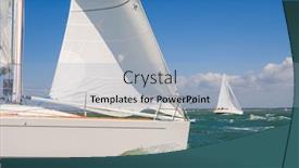  Presentation with racing - Beautiful theme featuring two beautiful white yachts or sail boats sailing or racing at sea on a bright sunny day backdrop and a light blue colored foreground