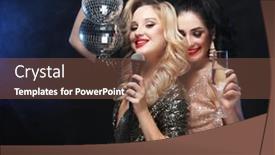  Presentation with disco ball - Slide set with two-beautiful-women-blonde background and a tawny brown colored foreground
