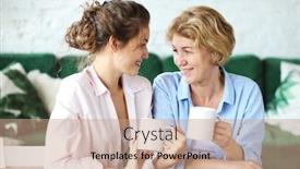  Presentation with relationships - Cool new presentation with two-beautiful-women-mother backdrop and a coral colored foreground