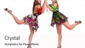  Presentation with folk dance - PPT layouts enhanced with two beautiful women striptease dancers background and a white colored foreground