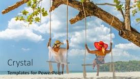  Presentation with swing - Presentation theme consisting of two-beautiful-women background and a light blue colored foreground