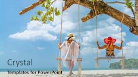  Presentation with swing - Amazing presentation theme having two-beautiful-women backdrop and a light blue colored foreground