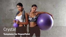  Presentation with gym ball - Theme having two-beautiful-young-asian-women background and a tawny brown colored foreground