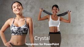  Presentation with female sport - Slide deck featuring two-beautiful-young-asian-women background and a violet colored foreground