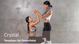  Presentation with female sport - Beautiful PPT layouts featuring two-beautiful-young-asian-women backdrop and a gray colored foreground