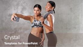  Presentation with female sport - Slide deck with two-beautiful-young-asian-women background and a coral colored foreground