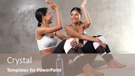  Presentation with female sport - Beautiful slide deck featuring two-beautiful-young-asian-women backdrop and a gray colored foreground