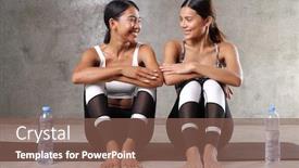  Presentation with female sport - Audience pleasing PPT theme consisting of two-beautiful-young-asian-women backdrop and a violet colored foreground