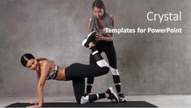  Presentation with female sport - Slide deck with two-beautiful-young-asian-women background and a gray colored foreground