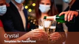  Presentation with new year - Slide deck featuring two-beautiful-young-couples-having background and a tawny brown colored foreground