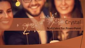  Presentation with new year - PPT theme consisting of two-beautiful-young-couples-having and a  colored foreground