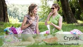  Presentation with picnic - Slide deck consisting of two beautiful young model having background and a  colored foreground