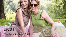  Presentation with picnic - Beautiful theme featuring two beautiful young model having backdrop and a  colored foreground