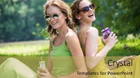  Presentation with picnic - Theme having two beautiful young model having background and a  colored foreground