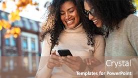  Presentation with walking together - Slides featuring two-beautiful-young-stylish-african background and a coral colored foreground