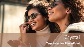  Presentation with walking together - Cool new presentation theme with two-beautiful-young-stylish-african backdrop and a coral colored foreground