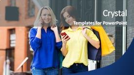  Presentation with smartphones - Beautiful theme featuring two beautiful young women having a modern lifestyle being busy with shopping and smartphones backdrop and a dark gray colored foreground