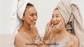  Presentation with women - PPT layouts featuring two-beautiful-young-women-wearing background and a coral colored foreground