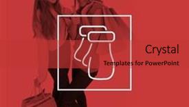  Presentation with shopping - Audience pleasing PPT layouts consisting of two beautiful young women with shopping bags the thumbup against mittens backdrop and a red colored foreground