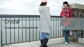  Presentation with winter - PPT theme having two-beautiful-young-women background and a light gray colored foreground