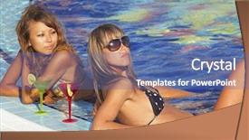  Presentation with women glass ceiling - Slides consisting of two beautyfull women enjoying teir background and a ocean colored foreground