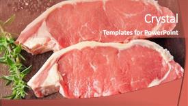  Presentation with steaks - Audience pleasing presentation consisting of two beef steaks ready backdrop and a coral colored foreground