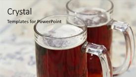  Presentation with beer - PPT layouts consisting of two-beer-mugs-closeup-photo background and a light gray colored foreground