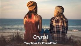  Presentation with best - Colorful presentation design enhanced with two best friends sitting backdrop and a tawny brown colored foreground