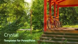  Presentation with bicycles - PPT layouts enhanced with two-bicycles-on-terrace background and a tawny brown colored foreground